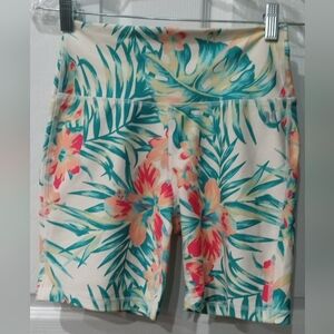 Hurley Floral Women's Bike Shorts - Green and Pink